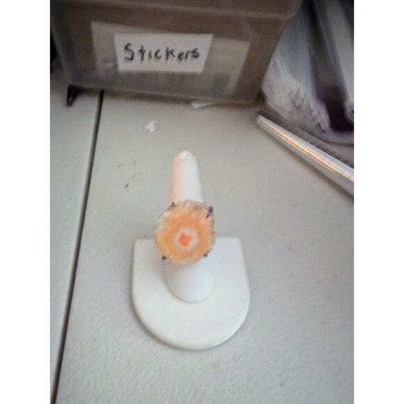 925 Sterling silver Orange stalactite eye arch ring with quartz Size 7.25 - Picture 1 of 5